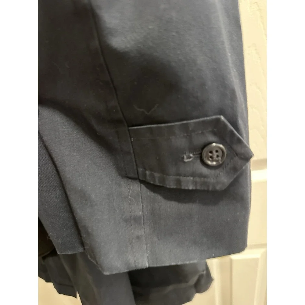 Vintage London Fog Maincoats Trench Coat Men 44 Reg Navy Blue Zip Out Liner USA